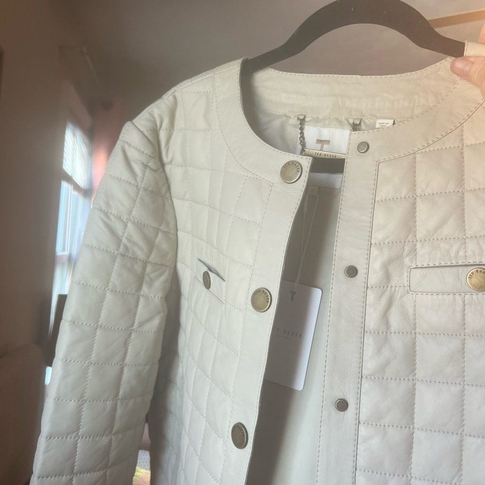 Ted Baker cream/nude color leather jacket - Picture 10 of 10